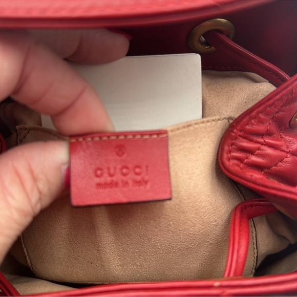 Gucci Marmont Red Leather Backpack - Picture 10 of 12